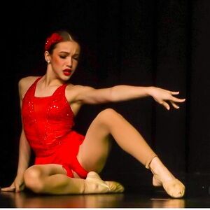 Red sequin Dance jazz solo costume size child 9/10